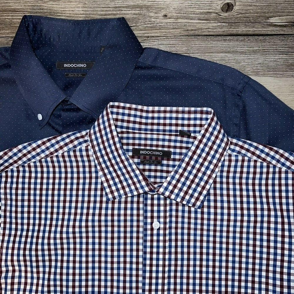 Indochino Button Up Shirt Mens Size XL Long Sleeve Casual Dress LOT OF TWO